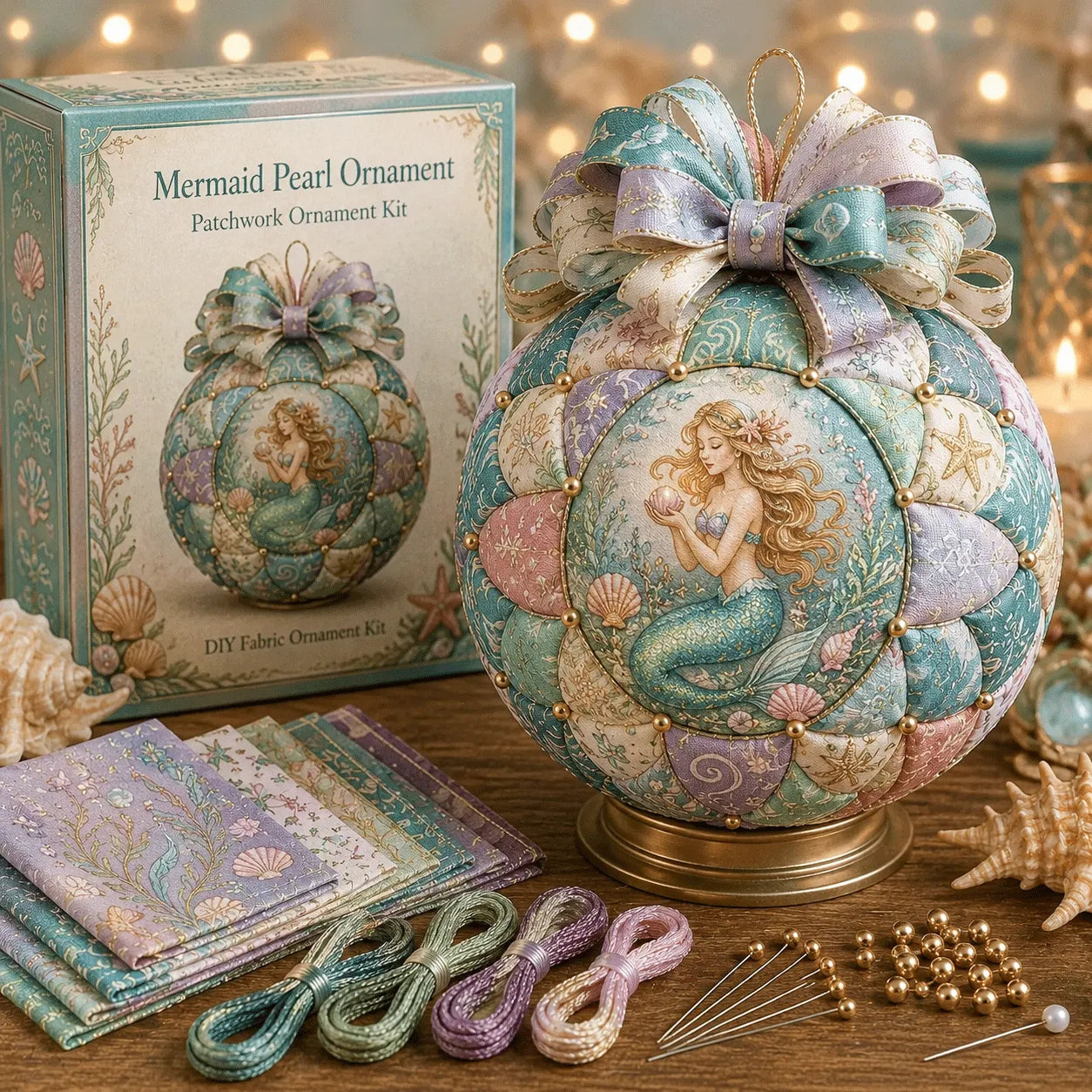 ⏳ Last Day 49% OFF – 🌊 Beginner-Friendly DIY Ocean Treasures Patchwork Ornament Kit Collection | Complete Kit with Coordinated Fabrics, Ornament Form, Coastal Accents & Step-by-Step Guide Included 💕