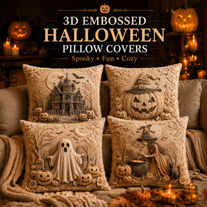 🏆 50K+ SOLD!🎃3D Embossed Halloween Pillow Covers