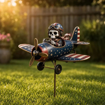 🎃 Skeleton Pilot Airplane Garden Stake