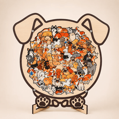 135-Piece Morandi-Colored Cat Shaped Wooden Jigsaw Puzzle