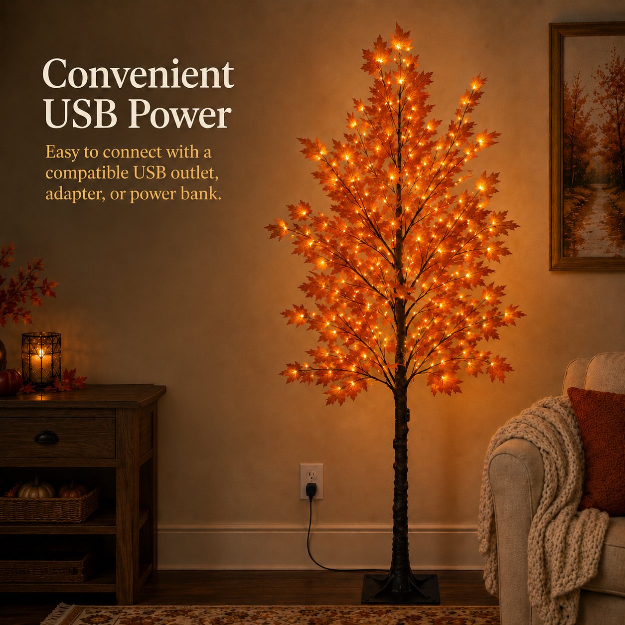 Lighted Autumn Maple Tree