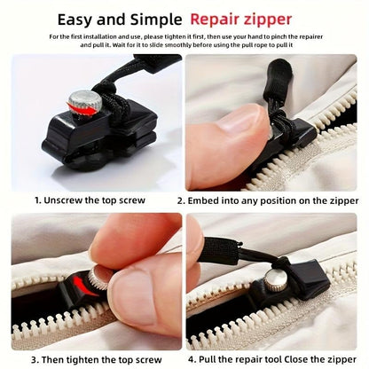 15pcs Zipper Repairer | 3 Sizes Detachable Suitable for Bags, Jackets, Clothes, Shoes, Boots Home Tool-Free Replacement Zipper Locks