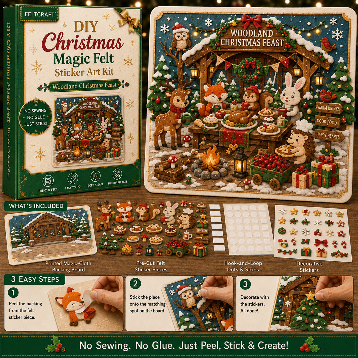 DIY Christmas Magic Felt Sticker Art Kit