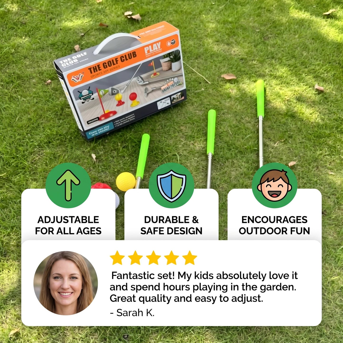 Kids Golf Set with Adjustable Clubs – Perfect for Backyard Play