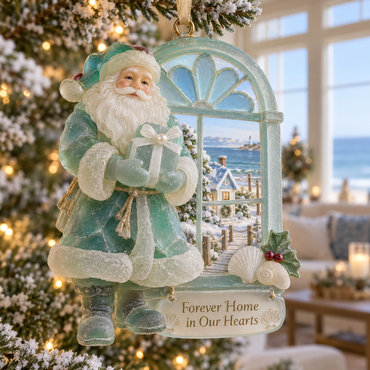 Coastal Santa Christmas Ornament