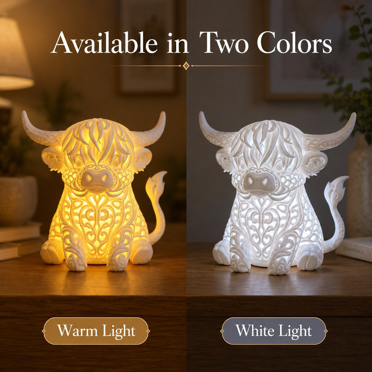 🐮 Highland Cow Projection Night Light — Glow & Cast Magical Patterns! ✨🌙
