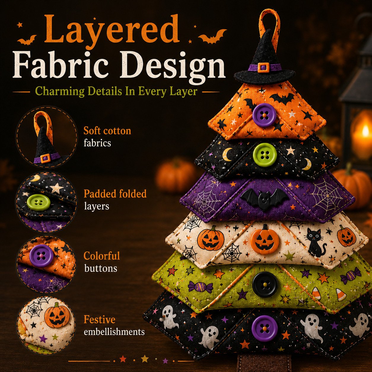 🎄 Layered Fabric Tree Ornament DIY Sewing Kit 🎁 Create A Cozy Handmade Fabric Tree Ornament  ✨
