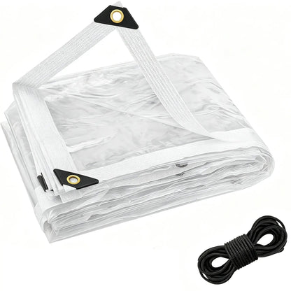 🌧️ RainShield Pro™ Transparent Waterproof Tarp – Heavy-Duty Outdoor Cover with Secure Grommets
