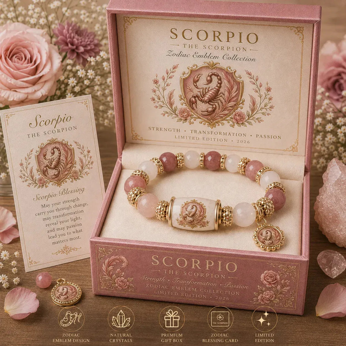 ⏳ Last Day 49% OFF – ♈ 12 Zodiac Natural Chalcedony Bracelet Collection | 10–12mm Gemstone Beads, Symbolic Zodiac Charm, Stretch Fit & Collector’s Gift Box Included ✨