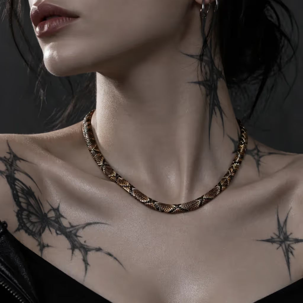 🐍Serpent Statement Necklace – A Symbol of Mystery & Power✨