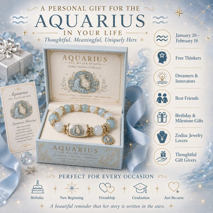 ⏳ Last Day 49% OFF – ♈ 12 Zodiac Natural Chalcedony Bracelet Collection | 10–12mm Gemstone Beads, Symbolic Zodiac Charm, Stretch Fit & Collector’s Gift Box Included ✨