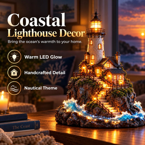 'Coastal Lighthouse' LED light decoration – handmade ornament in a maritime island style