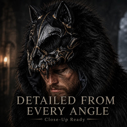 🐺 Viking Wolf Skull Faux Fur Hooded Cape – Halloween Cosplay Costume