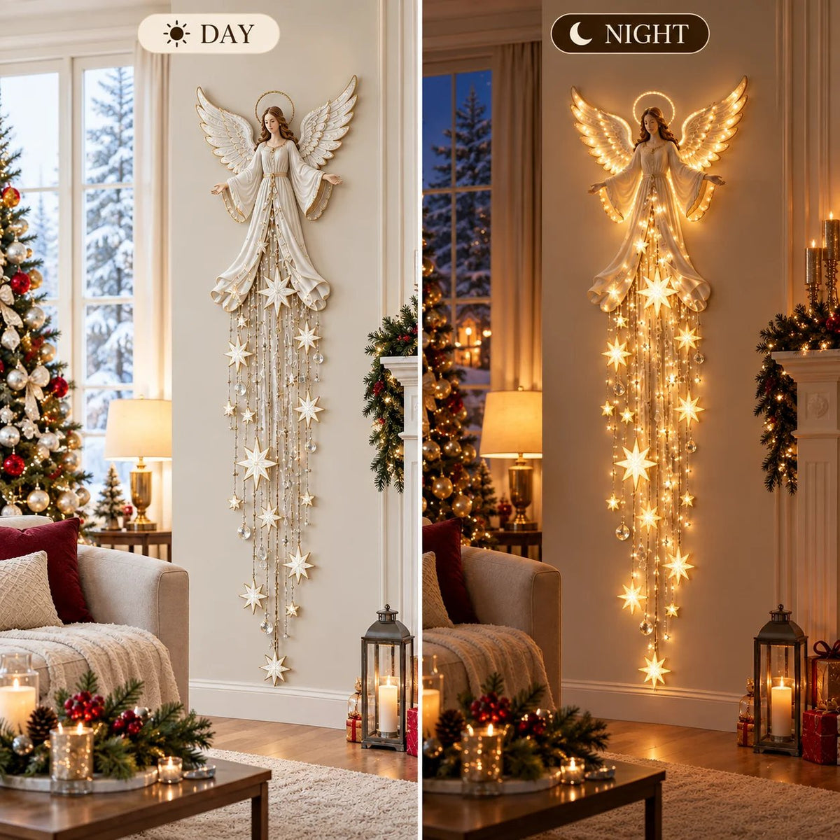 🔥Angel Blessing Starfall Wall Light™ – Heavenly Christmas Wall Decor
