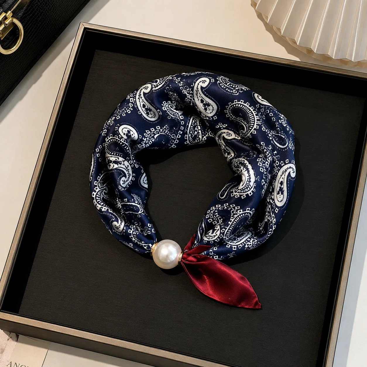 ✨ Effortless Glamour: Pop-On Pearl Necklace Scarf 🧣