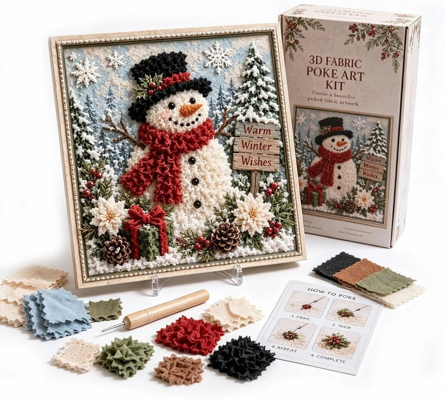 🔥2026 HOT SALE 49% OFF 💥🎄 3D Christmas Fabric Poke Art DIY Craft Kit