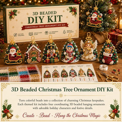⏳ Last Day 49% OFF – 🎄 Beginner-Friendly DIY 3D Christmas Beaded Ornament Kit | Complete 4-Piece Set with Glass Beads, All Tools & Step-by-Step Guide Included 💕