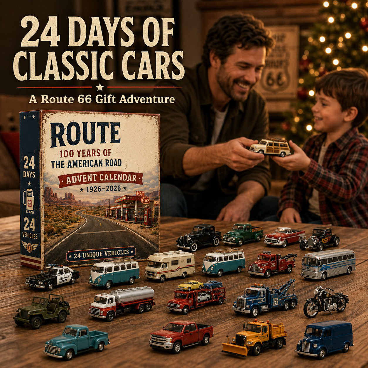 Route 66 Centennial Advent Calendar – 24 Days of American Road Legends | 1926–2026 Collector’s Edition