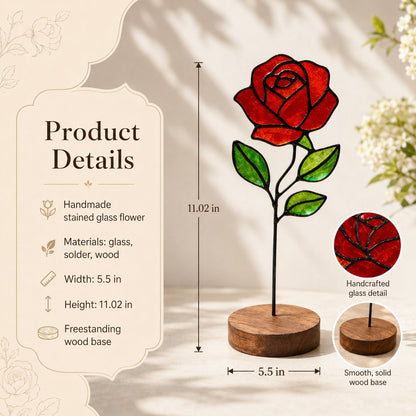 Handmade Stained Glass Flower Freestanding Window Decor