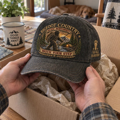 🔥LAST DAY 50% OFF - 2027 Bigfoot Country Heritage Cap – Pacific Northwest Vintage Washed Embroidered Hat