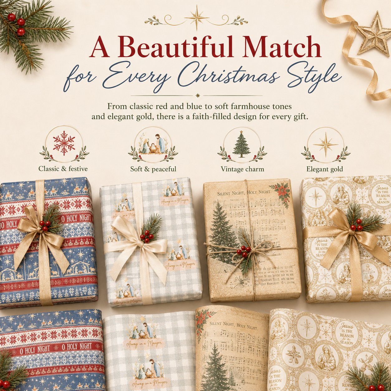✝️ Jesus Is The Reason For The Season – Christian Christmas Wrapping Paper 🎄🎁