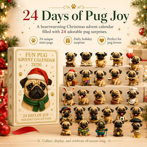 ⏳ Last Day 49% OFF – 🐾 24-Day Pug Christmas Surprise Advent Calendar | 24 Unique Mini Pug Figures for Daily Holiday Reveals, Collecting & Display 🎄✨