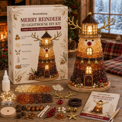 ⏳ Last Day 49% OFF – 🎄Beginner-Friendly DIY Lighted Christmas Character Sea Glass-Style Lighthouse Kit Collection | Complete Kit with Sea Glass-Style Pieces, LED Lights & Step-by-Step Guide Included 💕
