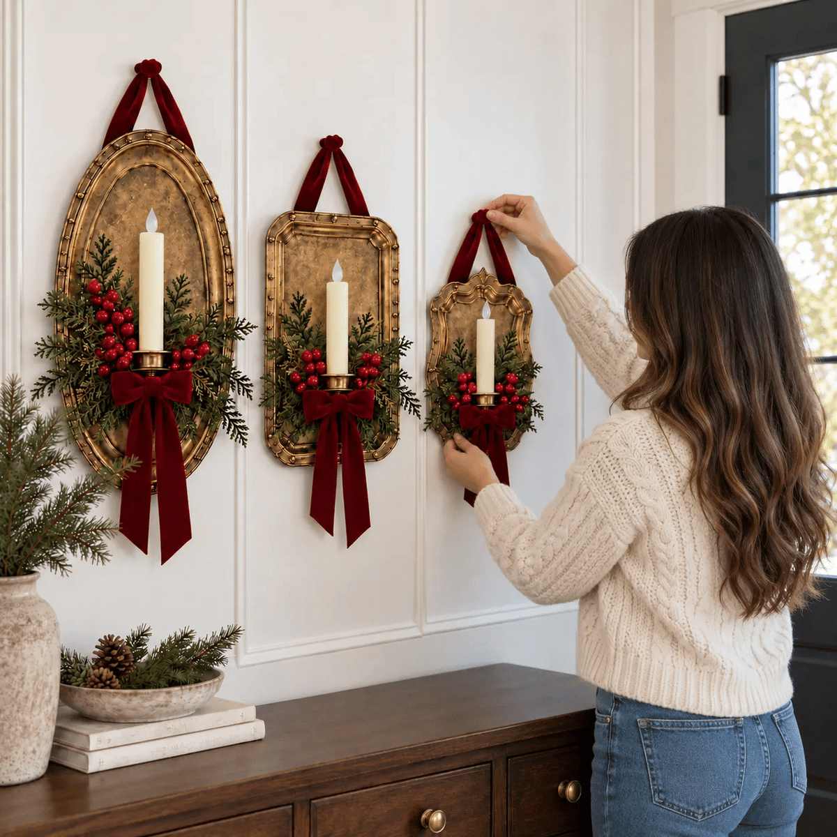 Heritage Glow Christmas Wall Candle Sconce
