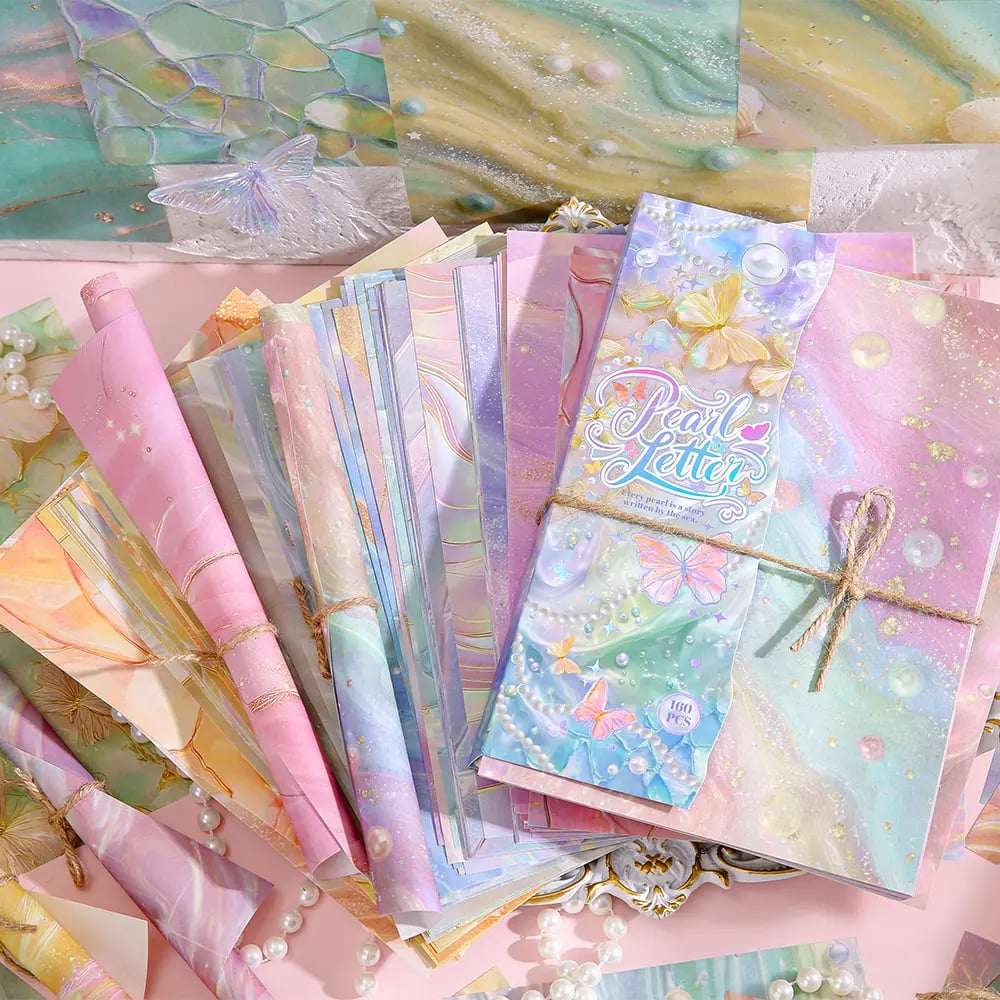 🎉🎁 49% OFF-🌺160-sheet pearlescent scrapbook paper