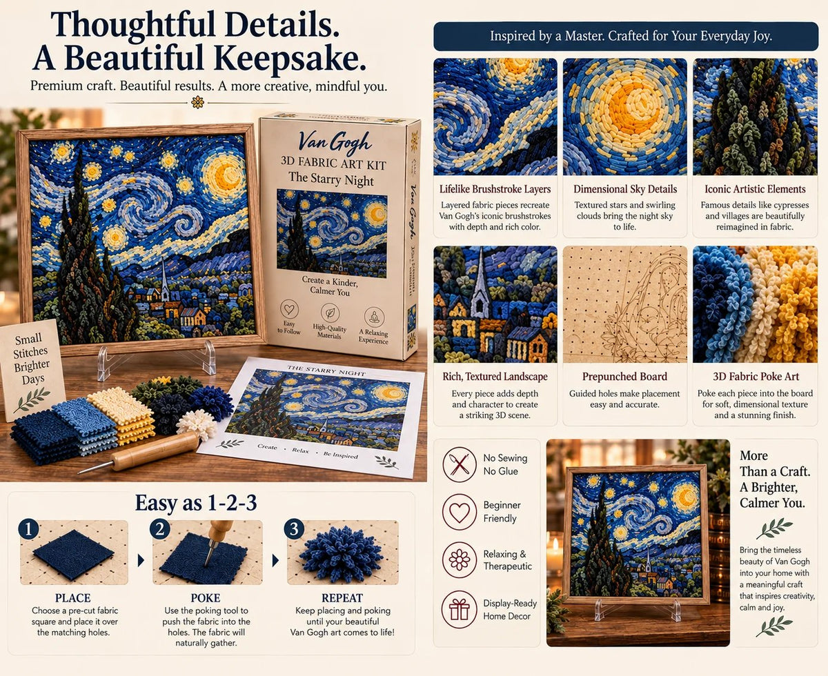 🎨🖼️ Van Gogh 3D Fabric Art Kit | Create Your Own Textured Masterpiece(📦Buy 2 Free Shipping)