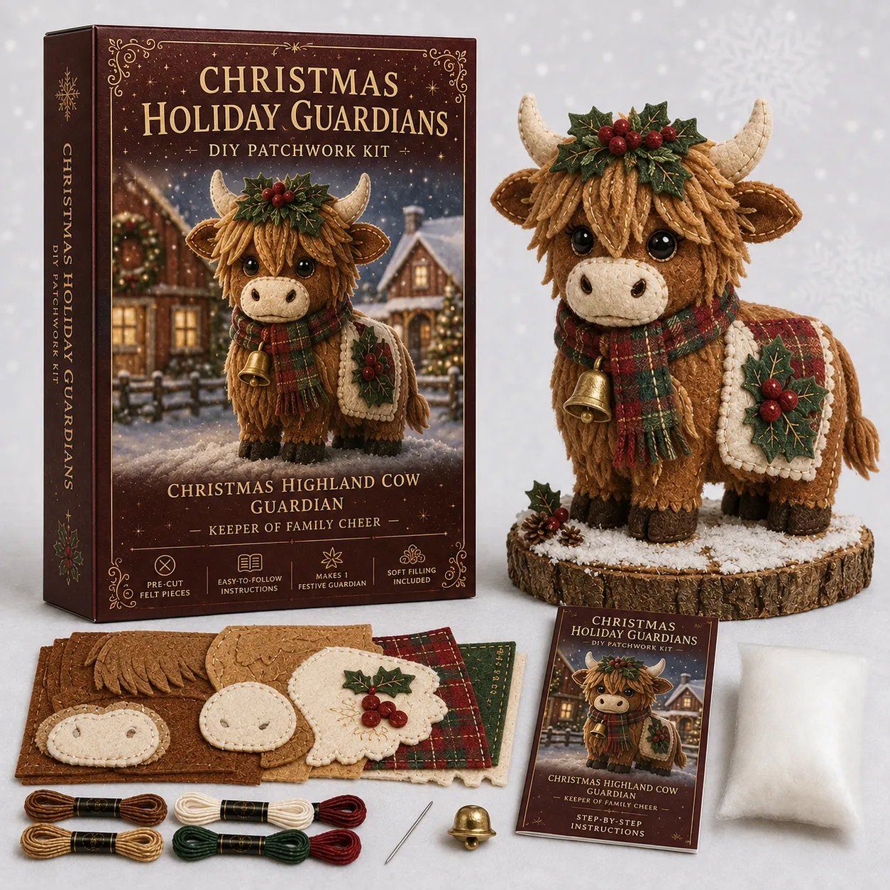 ⏳ Last Day 49% OFF – 🎄Beginner-Friendly Christmas Holiday Guardian Felt Patchwork Kit Collection | Complete Kit with Pre-Cut Felt, Embroidery Materials & Step-by-Step Guide Included 💕