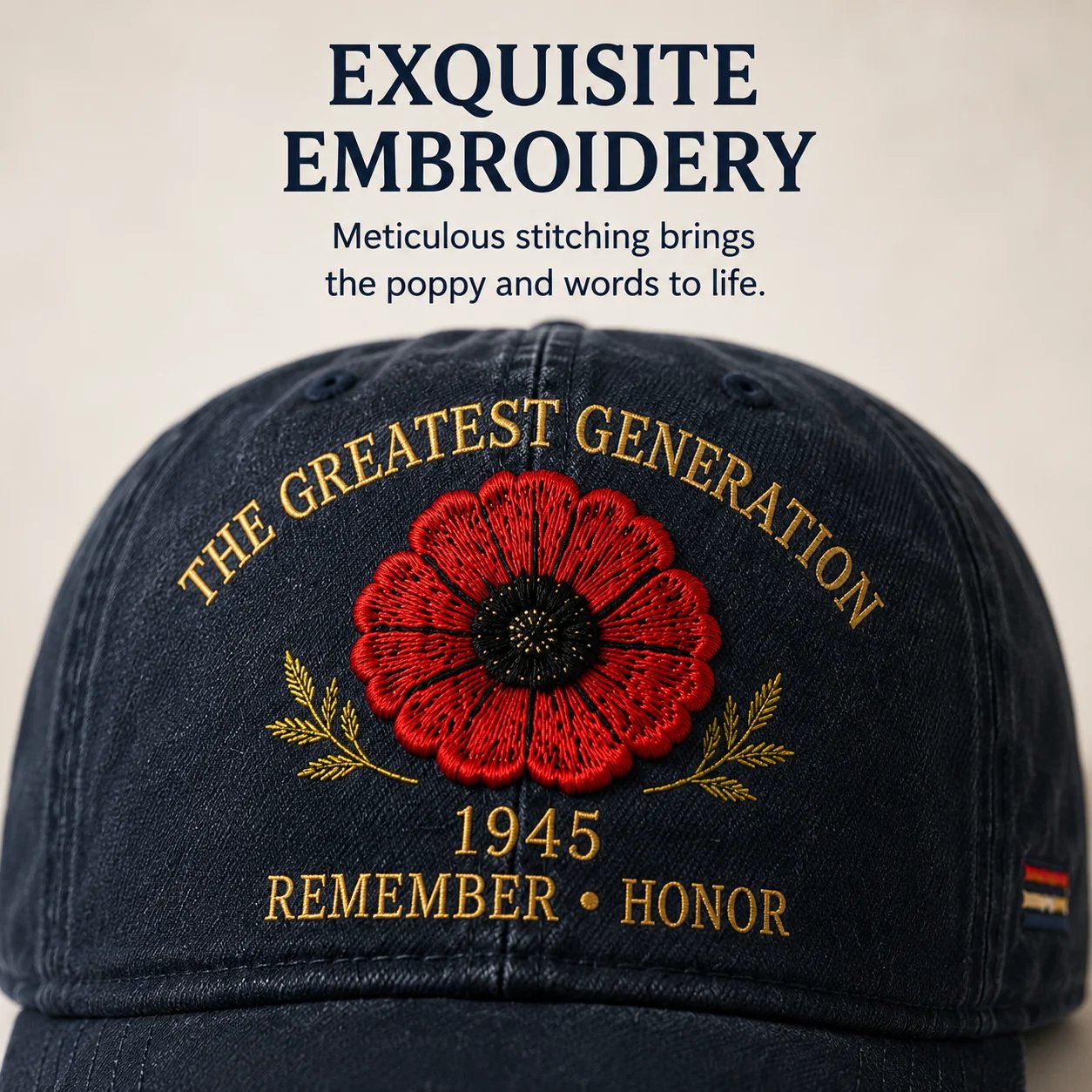 The Greatest Generation 1945 Memorial Poppy Cap – Remember & Honor
