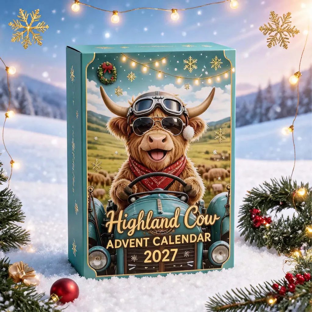 🐮 Highland Cow Advent Calendar 2027/Cute 3D Highland Cow Mini Figurines Advent Box