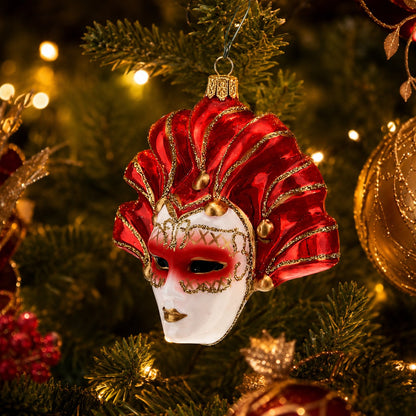 Vintage Venetian Mask Tree Pendant 🎄 | Unique Hand-Painted Holiday Keepsake