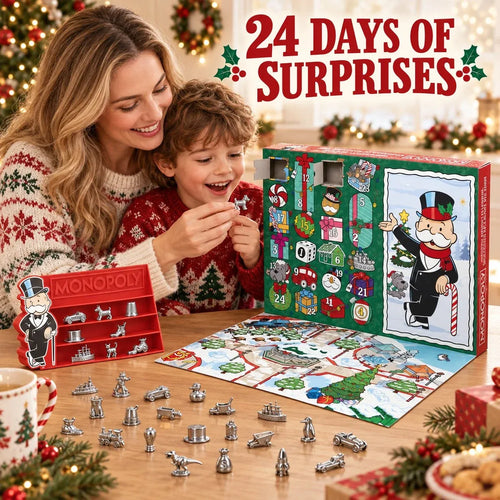 ⏳ Last Day 49% OFF – 🎲 Monopoly Token Advent Calendar | 24 Collectible Game Tokens with Display Stand for Christmas Countdown Fun 🎄