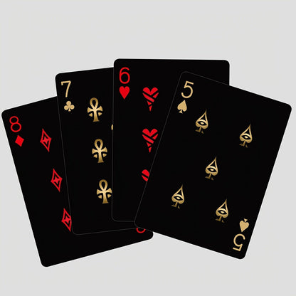 Black‑Gold Egyptian Themed Playing Cards – 300g Blue-Core Deck
