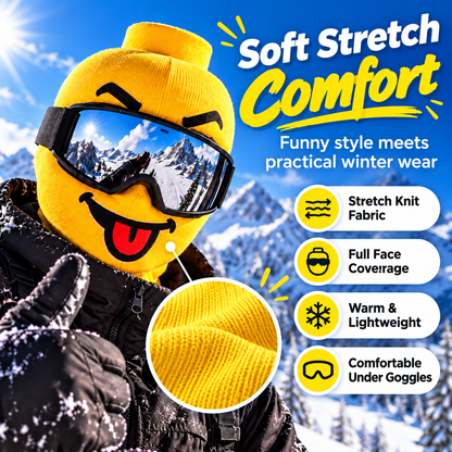 🏂Funny Yellow Block-Head Ski Mask – Full Face Winter Balaclava for Skiing & Snowboarding