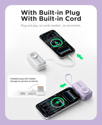 ⚡4-in-1 Folding Chargeable Portable Power Bank with Integrated Cable, Apple Watch Wireless Charging