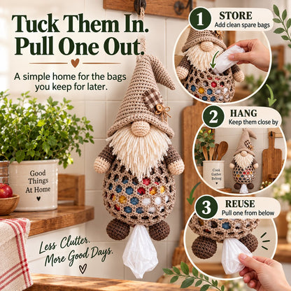 ⏳ Last Day 49% OFF – 🧶 Beginner-Friendly Gnome Crochet Bag Holder DIY Kit | 6 Charming Designs with Yarn, Tools & Guide Included 🍄