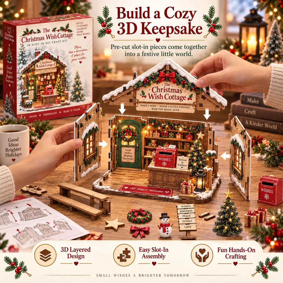 🎄 The Christmas Wish Cottage™-3D Slot-In DIY Christmas Craft Kit