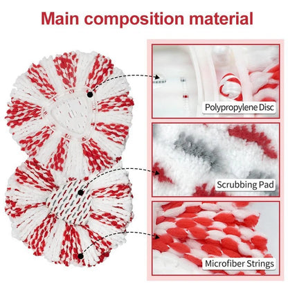 3 Pack Upgraded Spin Mop Replacement Head with Built-in Scrub Pad