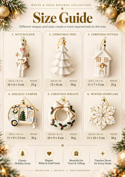 Timeless White & Gold Christmas Ornament Collection