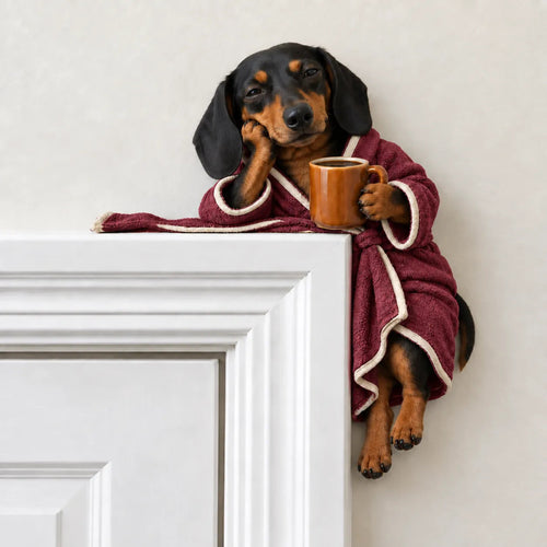 Cozy Coffee Dachshund Door Corner Topper