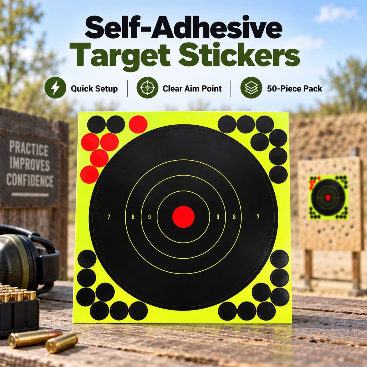 🎯 8' Peel-and-Stick Shooting Targets – 100-Pack Bullseye Stickers