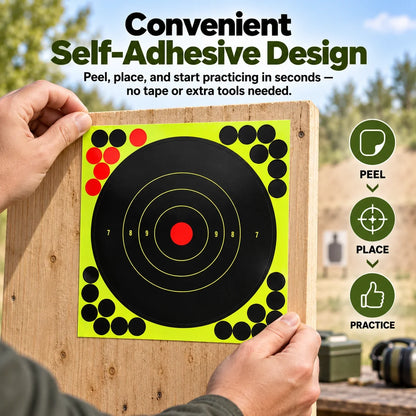 🎯 8' Peel-and-Stick Shooting Targets – 100-Pack Bullseye Stickers
