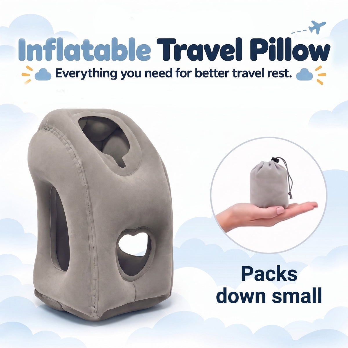 ✈️ Inflatable Travel Pillow – Full Upper Body Support for Comfortable Rest