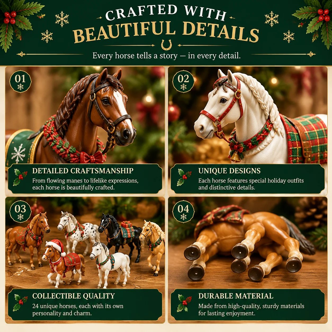 🐴 🎄 Christmas Horse Advent Calendar - 🎁💕24 Days of Horse Friends & Holiday Memories(📦Buy 2 Free Shipping)