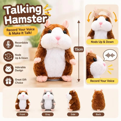 🐹 Talking Hamster Plush – repeats whatever you say, auto head-shaking, hilarious fun for kids & adults 🎁
