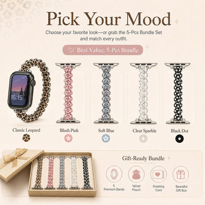 🐆 Trendy Leopard Elastic Stretch Bracelet Band for Apple Watch (Buy 2 Save Extra 5%!) ✨