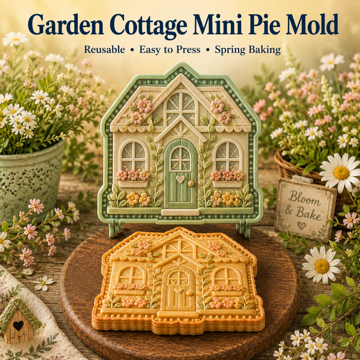 ⏳ Last Day 49% OFF – 🌸 8-Design Spring Garden Mini Pie Mold Collection | Reusable Embossed Molds for Shaping Detailed Bee, Butterfly, Ladybug, Sunflower, Cottage & More 🥧✨